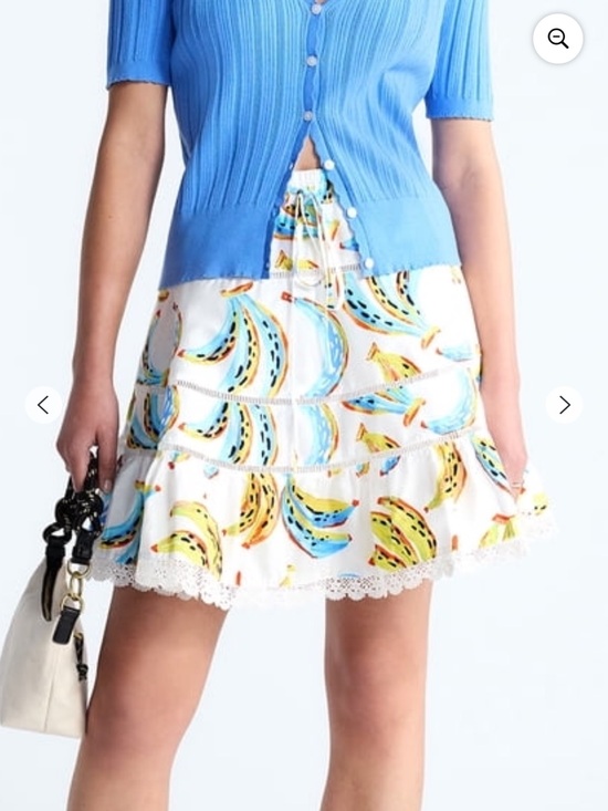 Free Assembly Dresses & Skirts - Blue & White Banana-Print Tiered Mini Skirt